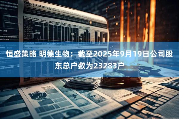 恒盛策略 明德生物：截至2025年9月19日公司股东总户数为23283户